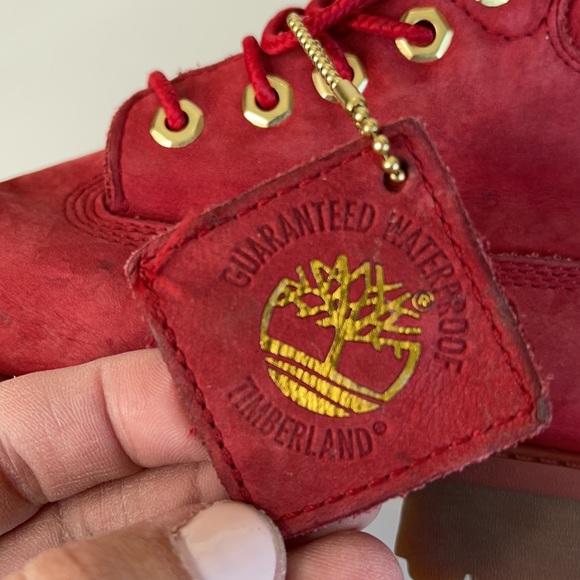 Timberland Suede leather waterproof hiking boot red Kids US 2 - Picture 15 of 15